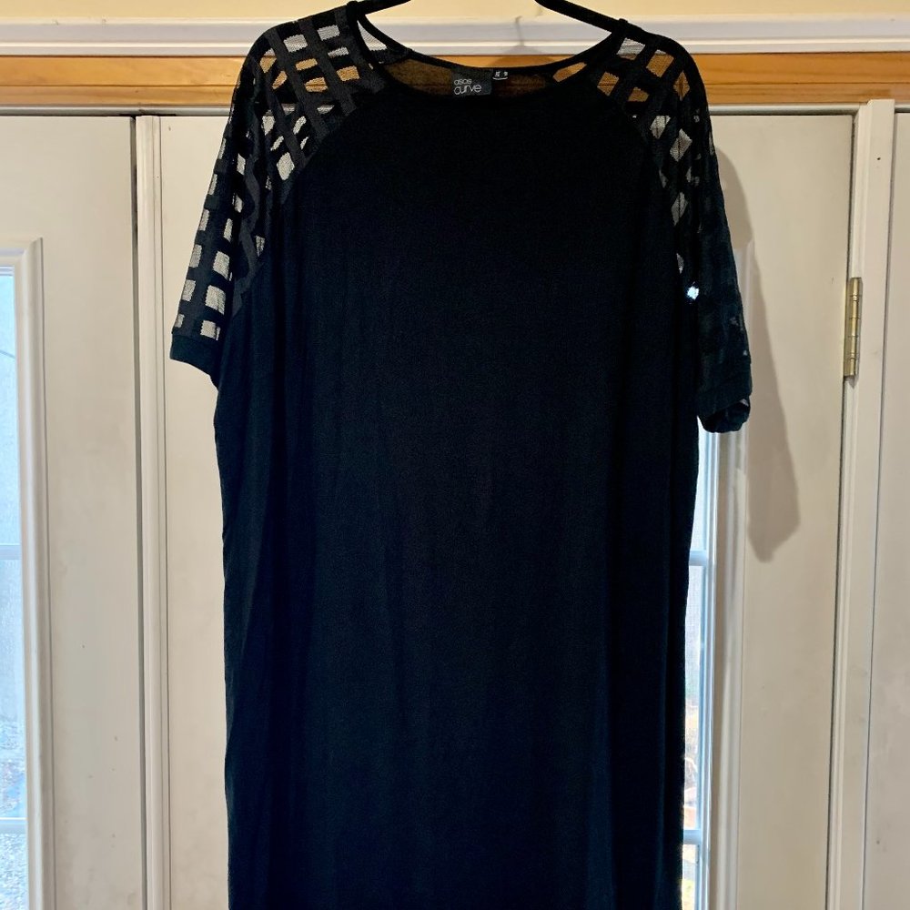 ASOS Curve US 16/UK20 black dress with mesh sleeve